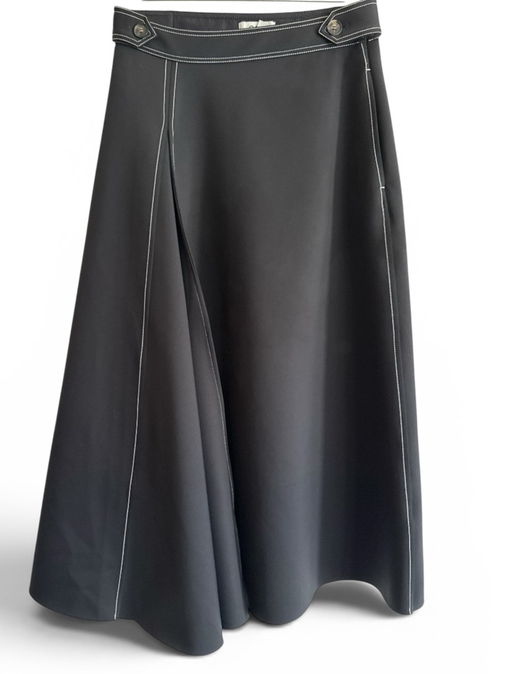 COS Black Contrast Stitch Sculptural Wrap Maxi Skirt Minimalist S